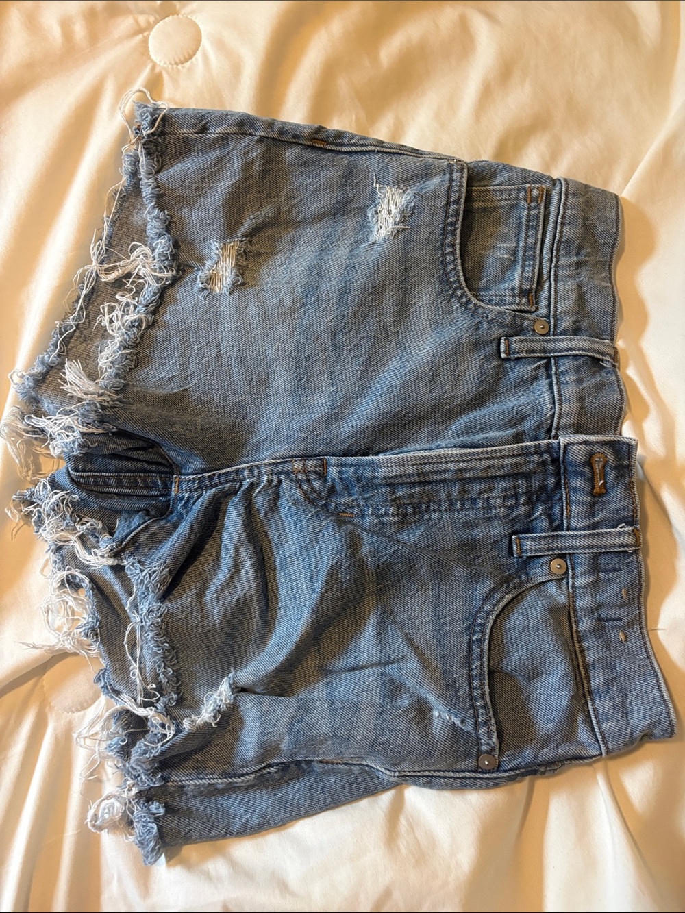 Madewell Distressed Light Blue Denim Cutoff Shorts